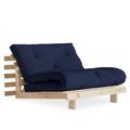 Fauteuil convertible futon ROOTS pin naturel coloris bleu marine couchage 90 x 200 cm. - bleu