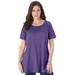 Plus Size Women's Swing Ultimate Tee with Keyhole Back by Roaman's in Midnight Violet (Size 3X) Short Sleeve T-Shirt