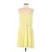 H&M Casual Dress - A-Line Scoop Neck Sleeveless: Yellow Print Dresses - Women's Size Large