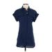 Banana Republic Casual Dress - Shirtdress High Neck Short sleeves: Blue Solid Dresses - Women's Size 2X-Small Petite