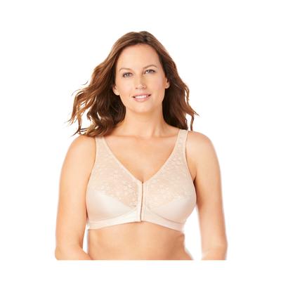 Plus Size Women's Front-Close Lace Wireless Posture Bra 5100565 by Exquisite Form in Rose Beige (Size 38 B)