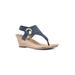 Women's White Mountain Aida Cork Wedge Sandal by White Mountain in Denim Blue Fabric (Size 7 1/2 M)