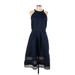 Chi Chi London Casual Dress - Party High Neck Sleeveless: Blue Solid Dresses - New - Women's Size 16 Tall