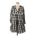 Maeve by Anthropologie Casual Dress - Popover Collared 3/4 Sleeve: Black Plaid Dresses - Women's Size X-Small Petite