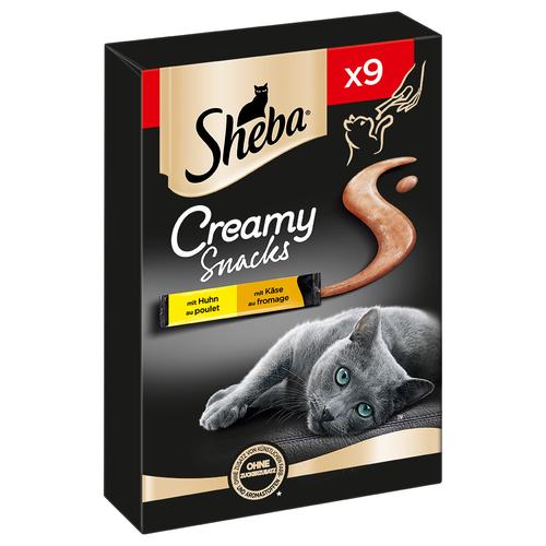 63x 12g Sheba Creamy Snacks Huhn und Käse Katzensnack