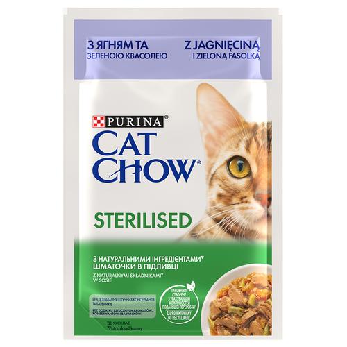 Sparpaket: 52x85g Cat Chow Sterilised Lamm & grüne Bohnen Katzenfutter nass