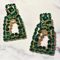 Zara Jewelry | Green Jewel Statement Earrings | Color: Gold/Green | Size: Os