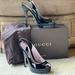 Gucci Shoes | New In Box ~ Gucci Platform Peep Toe Sling Backs Size 39.5 /8.5 Black Patent | Color: Black | Size: 8.5