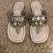 Jessica Simpson Shoes | Jessica Simpson Jeweled Slip On Thong Sandals Size 9.5 Women's | Color: Silver | Size: 9.5