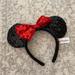 Disney Accessories | Disney Minnie Sequined Headband | Color: Black/Red | Size: Os