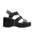 Clarks Women's Manon Cove Wedge Sandal, Black Leather, 7