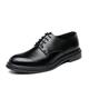 New Oxford Shoes for Men Lace Up Derby ShoesBrogue Embossed Black Burnished Toe Leather Block Heel Low Top Non Slip Business (Color : Black, Size : 7.5 UK)