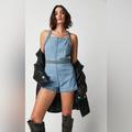 Free People Pants & Jumpsuits | Free People Karina Denim Shorts Romper Size Large Nwot | Color: Blue | Size: L