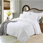 ZORZA Cotton White/Beige quilted Bed Throws and Bedspreads,Bedspread Super King Double Size,King Size Double Bedspreads and Throws,3 Pieces Bed Spread,for All Seasons,White,240×260cm