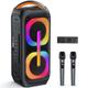 JAUYXIAN Karaoke Machine with 2 Microphones, Large Portable Bluetooth Speaker with RGB Light, Karaoke System for Karaoke, House Party, PA System for Adults, Party Box, Supports TF/USB, AUX, Rec