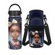 ZOUTAIRONG Black Afro Girl Insulated Water Bottle with Carrier Bag African American Girls Stainless Steel Water Bottle 20 oz with Handle Wide Mouth Vacuum Flask Sports Water Bottle