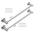 2 Pack Adjustable 16 to 27.6 Inch Single Bath Towel Bars,ZUEXT Satin Brushed Nickel Stainless Steel Bath Towel Holder Hanger,Wall Mount Hand Towel Rod for Bathroom Kitchen, 1" Tube Towel Rail w/ Hooks