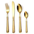 Silverware Set Service for 8 Flatware Gold Hammered Handle Retro Golden Relief Plating Cutlery 18/10 Stainless Steel Kitchen,Home,Restaurant,Small Business 32piece (Type1 32pcs for 8)