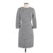 J.Crew Casual Dress - Sheath High Neck 3/4 sleeves: Gray Marled Dresses - Women's Size 0