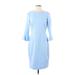 Donna Morgan Casual Dress - Sheath: Blue Solid Dresses - Women's Size 6
