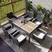 7-Piece Outdoor Patio Dining Set with Acacia Wood Tabletop and Cushions