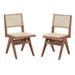 Tina 22 Inch Side Dining Chair Set of 2, Woven Rattan, Natural Brown Wood