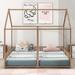 Twin House Platform Beds for 2 Kids, Double Shared Size Kids Beds, Metal Floor Bed Frame for Boys & Girls, Can Be Decorated Tent