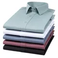 New Bamboo Fiber Solid Color Men's Shirt Fashion Elastic Wrinkle Resistant and Non ironing Casual