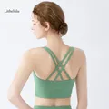 Women's Strappy Sports Bras Fitness Workout Padded Criss Cross Back Gym Crop Tops Alo Support Yoga