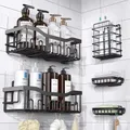 Étagère de rangement de salle de bain montée gratuite étagère de cuisine cadre d'angle noir