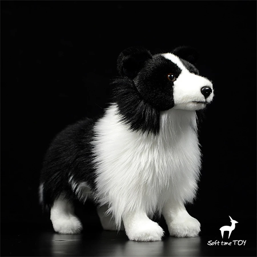 Border Collie High Fidelity Anime Niedliches Plüschtier Schafhund Plüschtiere Lebensechte Tiere Simulation Gefüllte Puppe Kawai Spielzeug Geschenke Image