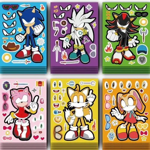 6/12 Blatt Sonic the Igel Anime Puzzle Aufkleber für Kinder Party zusammen gebaut Puzzle Aufkleber