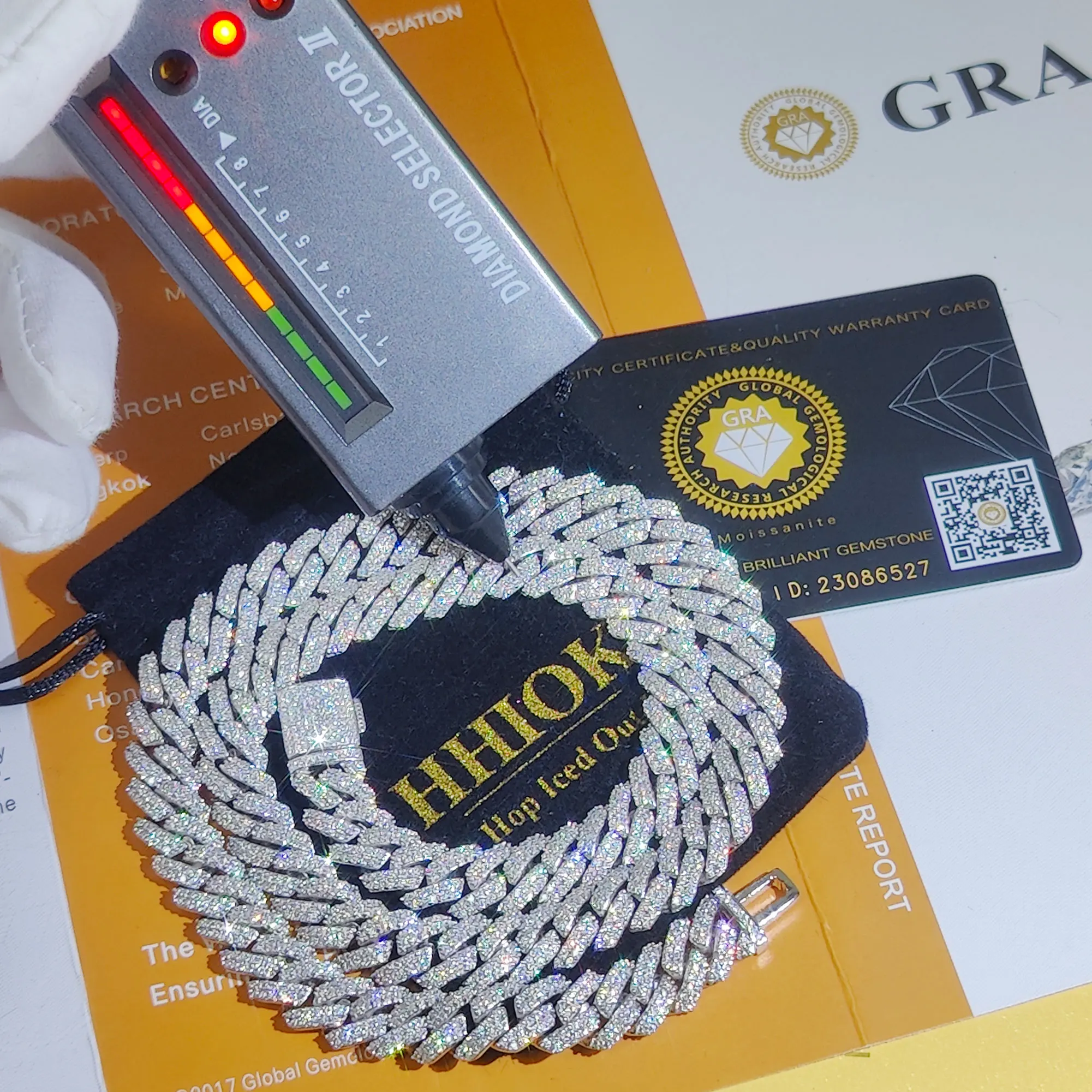 Pass Diamant Test Hip Hop Schmuck vvs1 Stein glänzend 2row 3row Männer Frauen 925 Sterling Silber Halskette Moissan ite kubanische Glieder kette