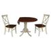 "42"" Dual Drop Leaf Table With 2 X-Back Chairs - Whitewood K12-42DP-C613-2"