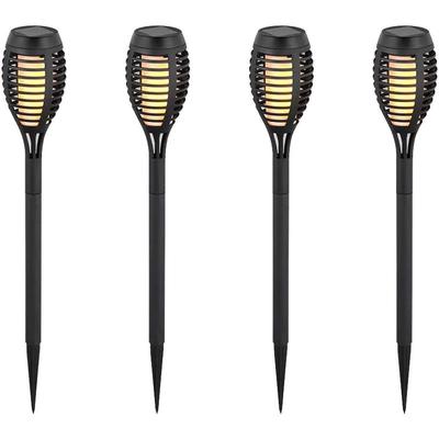 V-tac - 4er Set led Solar Fackeln Garten Außen Deko Leuchten Terrassen Steck Lampen schwarz 8689