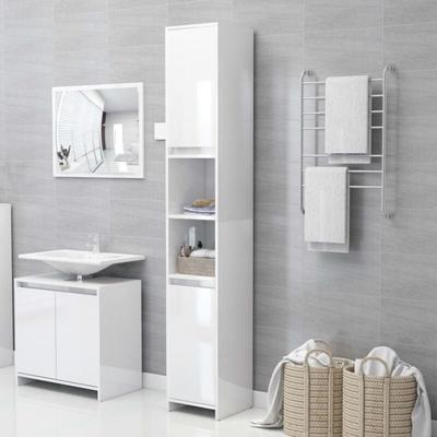 Vidaxl - Badezimmerschrank Hochglanz-Weiß 30x30x183,5 cm Holzwerkstoff Image