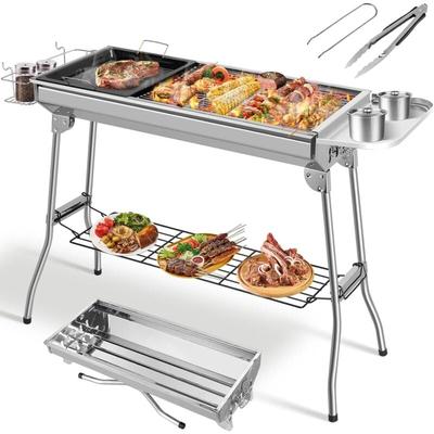 Tlgreen - Holzkohlegrill XXL,106 33 72cm, Klappgrill, Campinggrill, Picknickgrill, aus Edelstahl, Image