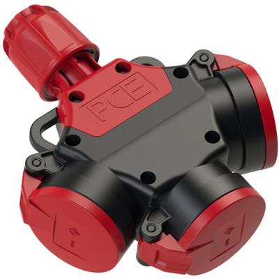 253622-s 3fach-Kupplung Gummi 230 v Schwarz, Rot IP44 - PCE