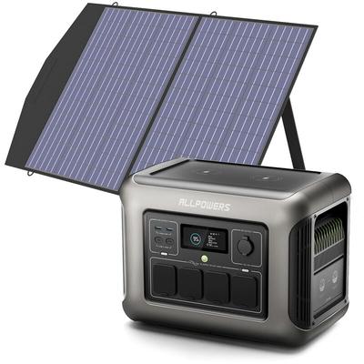 R1500 Tragbare Powerstation mit 100W Solarpanel, 1152Wh LiFePO4 Batterie mit 1800W ac Ausgang