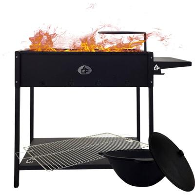 Grillpeter - Mangal Set Batyr 60 Schaschlikgrill 60 cm mit Grillrost Kasan 8L - schwarz