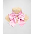 Mirabel Wide Brim Hat With Pink Satin Bow