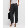 Pleated Cropped Organic Linen Lantern Pants