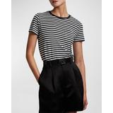 Striped Crewneck Short-sleeve Lux Pima Cotton Jersey T-shirt