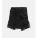 Ruffle-trimmed Pleated Miniskirt