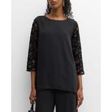 After Hours Embroidered Mesh-Inset Tunic