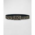 Studded Mixed-metal Leather Belt