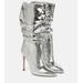 105Mm Python Print Metallic Boots