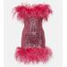 Feather-trimmed Sequined Minidress