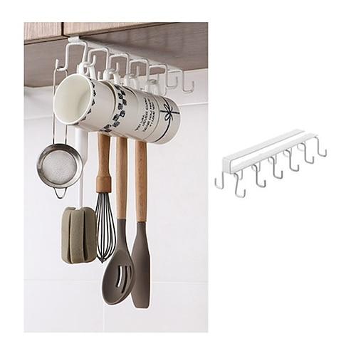 Bügeleisen 6 Haken Aufbewahrungsregal Kleiderschrank Metall unter Regalen Becher Tasse Aufhänger Badezimmer Küche Organizer Hängeregalhalter