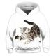 Sweat à capuche et Sweat Fille Enfants manche longue Chat 3D effet Graphic Animal Chat 3D Imprimer Bleu Enfants Hauts Actif